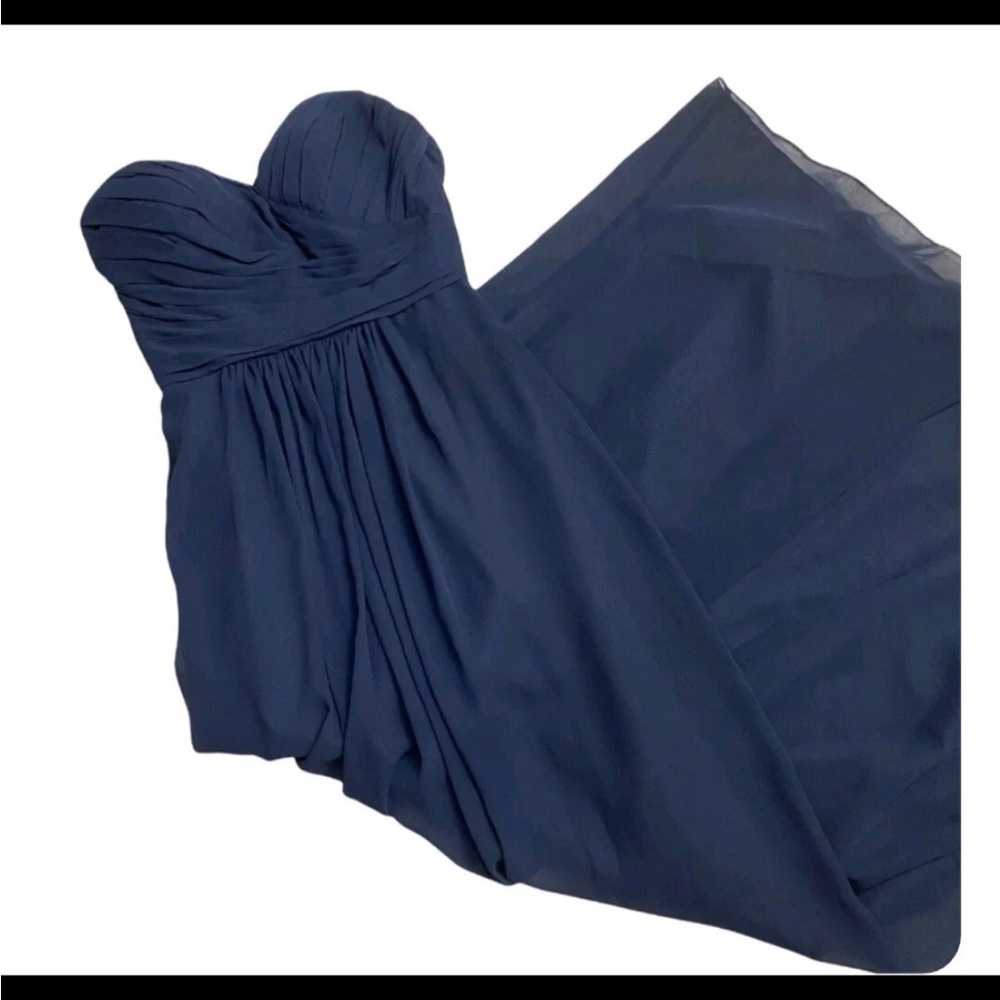 Bill levkoff Elegant Navy Blue Strapless Dress